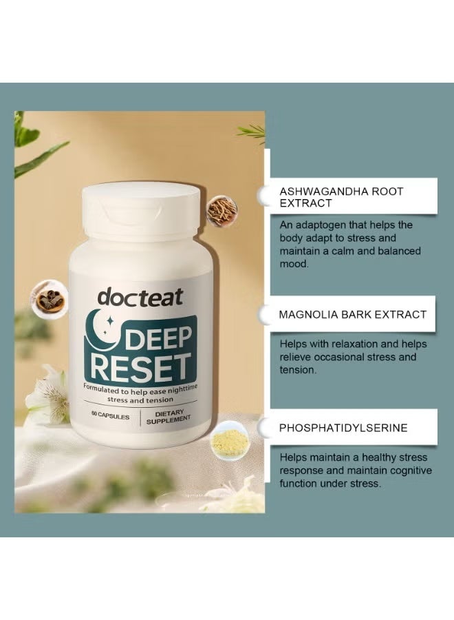 docteat 2*PACKS Nighttime Deep Relax Capsules, Relieve Stress and Tension, Dietary Supplement 60 Capsules*2 - Image 2